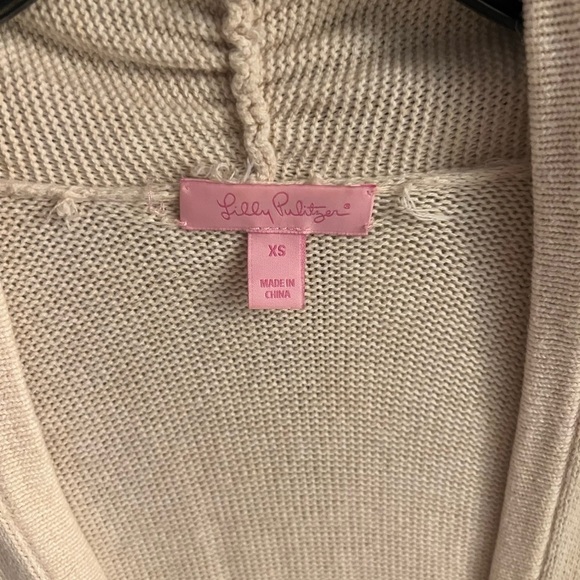 Lilly Pulitzer Martinique Fringe Cardigan Sweater Heathered Sand Dune - Picture 5 of 7